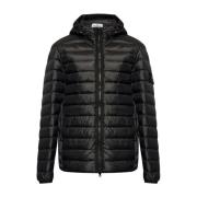 Navy Blauwe Gevoerde Jas Stone Island , Black , Heren