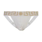 Wit ondergoed met gouden Griekse rand Versace , White , Heren