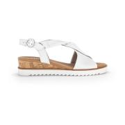 Witte Leren Kruisband Sandalen Gabor , White , Dames