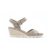 Velours Leren Sleehak Sandalen Gabor , Beige , Dames