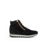 Zwarte Velvet High Top Sneaker Boots Gabor , Black , Dames