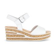 Witte Leren Sleehak Sandalen Gabor , White , Dames