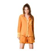 Linnen Lange Mouw Shirt Nicole Patch Mason's , Orange , Dames