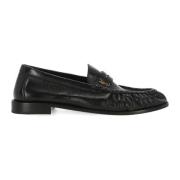 Zwarte Leren Loafer Schoenen Ss22 Saint Laurent , Black , Heren