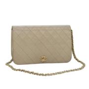 Pre-owned Leather chanel-bags Chanel Vintage , Beige , Dames