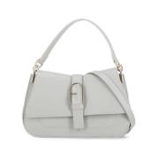 Grijze Leren Schoudertas met Gouden Detail Furla , Gray , Dames