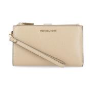 Beige Leren Pochette met Zakken Michael Kors , Beige , Dames