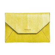 Leren Dames Clutch Tas Trussardi , Yellow , Dames