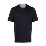 Gelaagd Blauw T-shirt Brunello Cucinelli , Blue , Heren