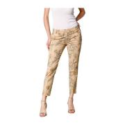 Curvy Chino Capri Broek met Bloemenprint Mason's , Beige , Dames