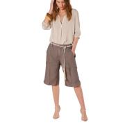 Straight Woman's Chino Bermuda in Tencel en Linnen Mason's , Brown , D...