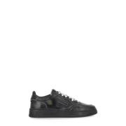 Zwarte Leren Sneakers Ronde Neus Autry , Black , Heren