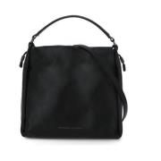 Zwarte Leren Handtas met Koordsluiting Brunello Cucinelli , Black , Da...