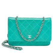 Pre-owned Leather chanel-bags Chanel Vintage , Green , Dames