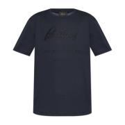 T-shirt met geborduurd logo Brioni , Blue , Heren