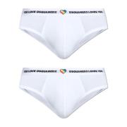 Twee-pack slips met logo Dsquared2 , White , Heren