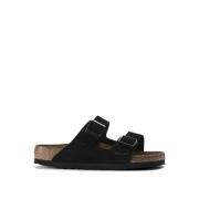 Zwarte Leren Sandalen Unisex Birkenstock , Black , Unisex