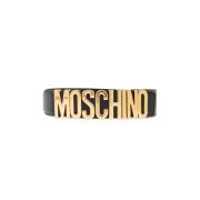 Leren riem met logo Moschino , Black , Dames