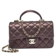 Pre-owned Leather handbags Chanel Vintage , Purple , Dames