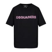 T-shirt met logo Dsquared2 , Black , Dames