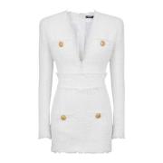 Korte tweedjurk Balmain , White , Dames