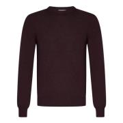 Bordeaux Cashmere Crewneck Sweater Aw24 Malo , Brown , Heren