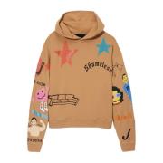 Tattoo Hooded Pullover Sweatshirt Sand Cactus Plant Flea Market , Beig...