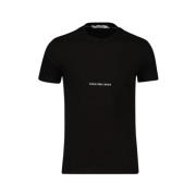 Zwarte Institutional Tee met Wit Logo Calvin Klein , Black , Heren