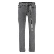 Skinny Jeans met Logo Print Off White , Gray , Heren