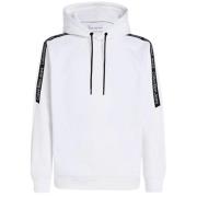 Logo Tape Hoodie Wit Zwart Calvin Klein , White , Heren