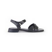 Zwarte Leren Kruisband Sandalen Gabor , Black , Dames