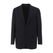 Geruite Monopetto Jas Ravello Stijl Brioni , Blue , Heren