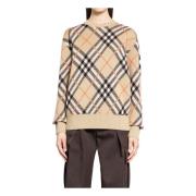 Handtekening Check Wolmix Sweater Burberry , Beige , Dames