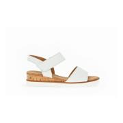 Witte Leren Sleehak Sandalen Gabor , White , Dames