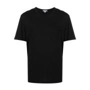 Klassiek Zwart Katoenen T-shirt met Borstzak James Perse , Black , Her...