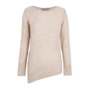 Asymmetrische Alpaca Merino Zijde Trui Cortana , Beige , Dames