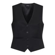 Zwarte wollen vest met V-hals Wardrobe.nyc , Black , Dames