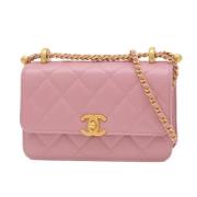 Pre-owned Leather shoulder-bags Chanel Vintage , Pink , Dames