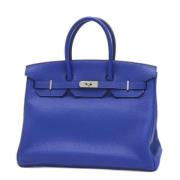 Pre-owned Leather handbags Hermès Vintage , Blue , Dames