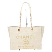 Pre-owned Leather totes Chanel Vintage , White , Dames