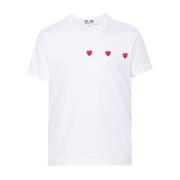 Wit T-shirt met Hartenprint Comme des Garçons , White , Dames