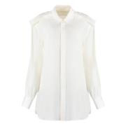 Zijden Blouse Ronde Zoom Burberry , White , Dames