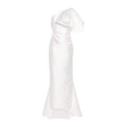 Witte Maxi Jurk met Eén Schouder en Strikdetail Solace London , White ...