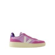 Roze Leren Sneakers - Ronde Neus Veja , Pink , Dames