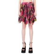 Bloemenlogo Geplooide Minirok Versace , Multicolor , Dames