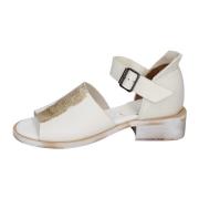 Vintage Leren Sandalen voor Vrouwen Moma , White , Dames