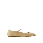 Leren Ballerinas Latte Beige Ronde Neus aeyde , Beige , Dames