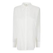 Witte Semi-Transparante Shirt met Rechte Kraag TotêMe , White , Dames