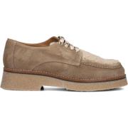 Beige Suède Veterschoenen met Teddy Stof Ctwlk. , Beige , Dames