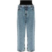 Blauwe Katoenmix Straight Leg Jeans Alaïa , Blue , Dames